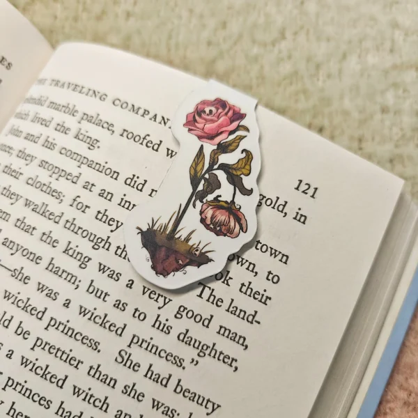 Peony Skull – Magnetic Bookmark