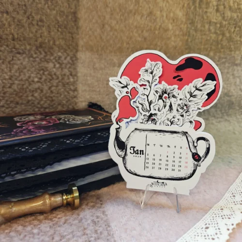 100000874528129.webp Sale!! 2026 Peony Skull Desk Calendar