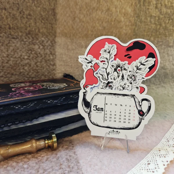 Sale!! 2026 Peony Skull Desk Calendar