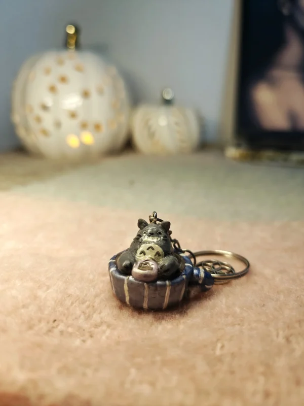 1000011454.webp Totoro drinking tea in a teacup – Handmade Clay Keychain