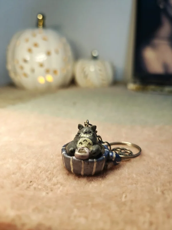 1000011454.webp Totoro drinking tea in a teacup – Handmade Clay Keychain