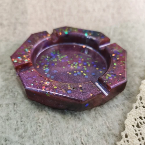 processed_9dc39c1cc55b4f9386cc5e754a3d734b.webp Pink with Holographic Glitter Ashtray