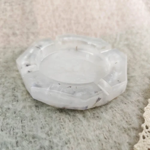 White Floral Resin Ashtray
