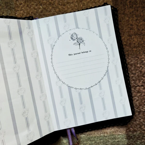 Peony Skulls hardcover lace notebook – 120 dotted pages