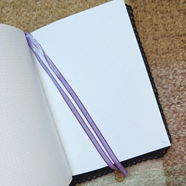 Peony Skulls hardcover lace notebook – 120 dotted pages