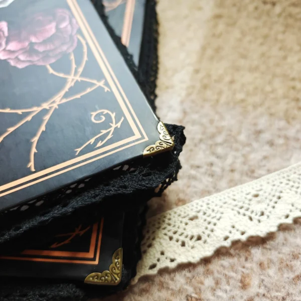 Peony Skulls hardcover lace notebook – 120 dotted pages