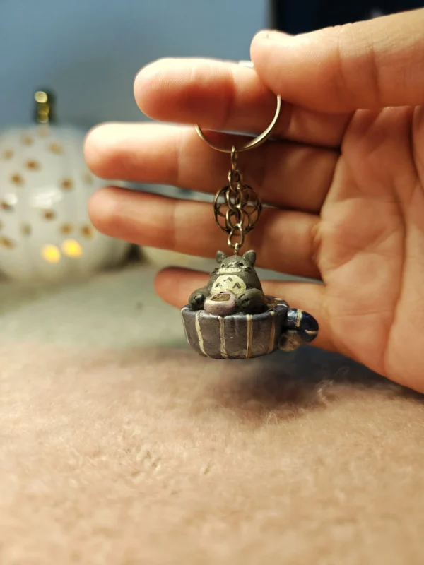 1000011455.webp Totoro drinking tea in a teacup – Handmade Clay Keychain