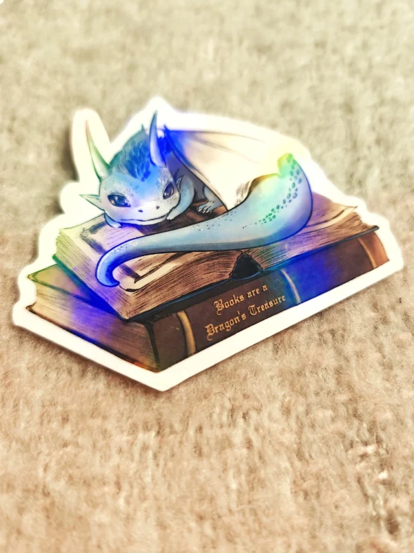 1000011518.webp Bookish Dragon – holo rainbow sticker