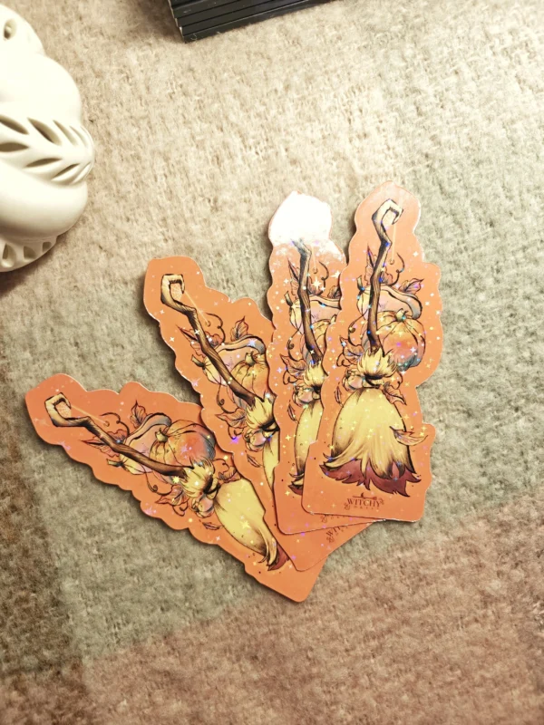 Autumn Witch’s Broom – Holo Bookmark