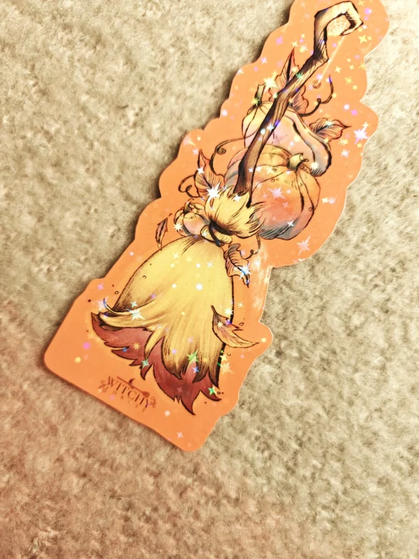 Autumn Witch’s Broom – Holo Bookmark