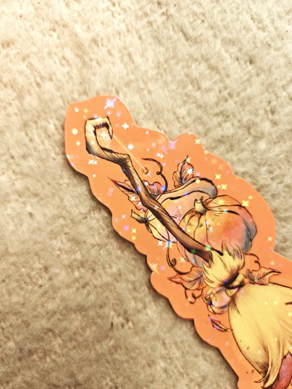 Autumn Witch’s Broom – Holo Bookmark