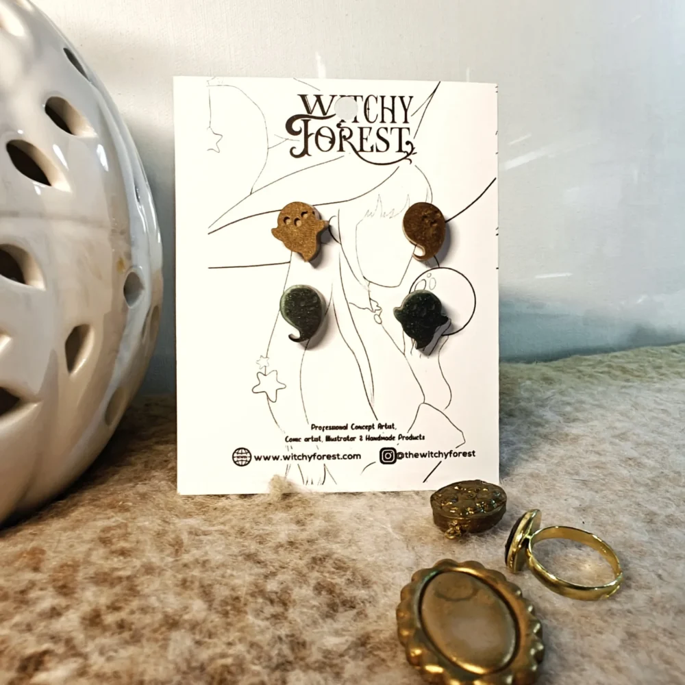 Ghosties STUD EARRINGS | Ghosts | Made from homemade clay