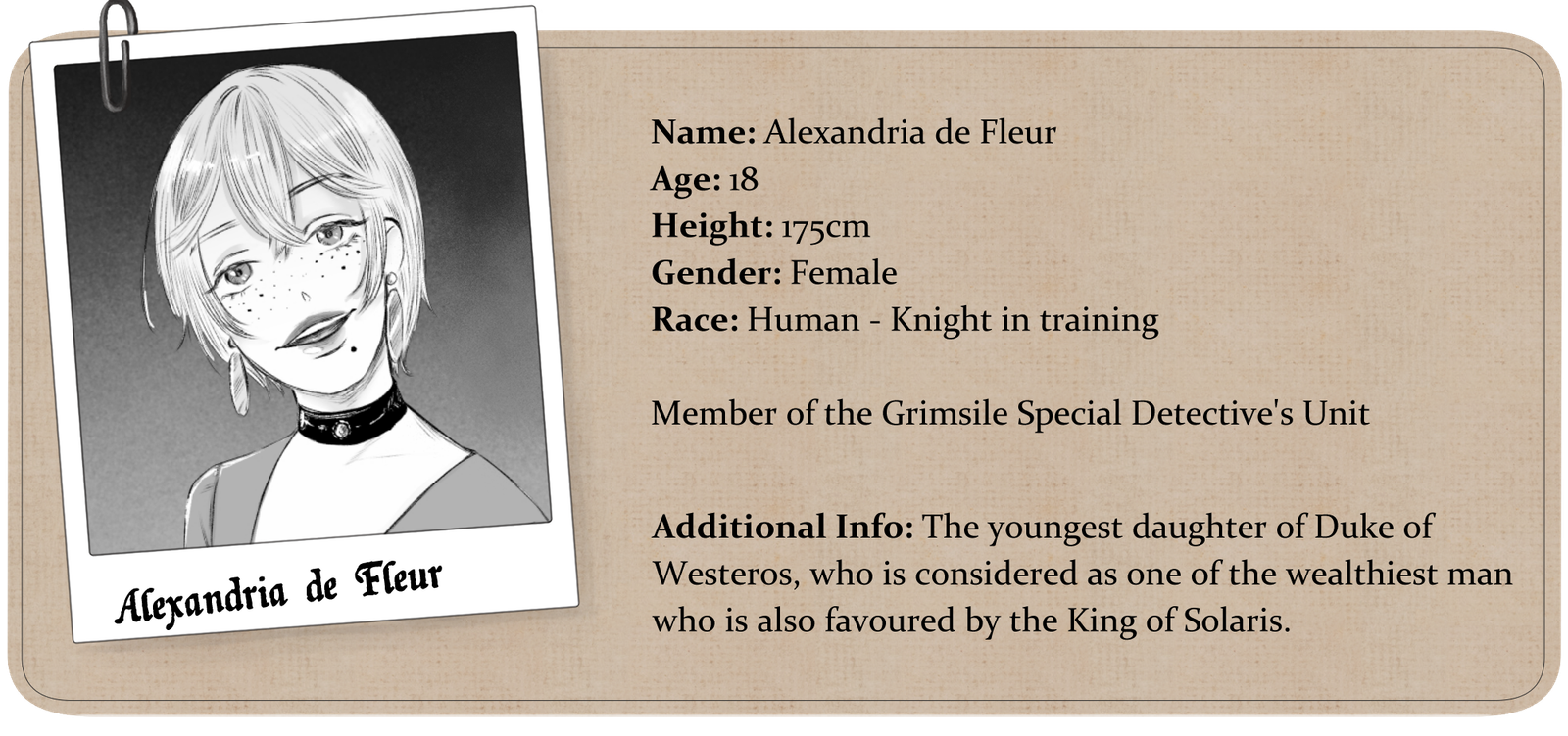 Alexandria de Fleur character profile